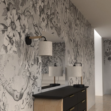 Kinkiet ATLANTA, MLP7450, czarny/drewno/beżowo-szary, 1x60W E27