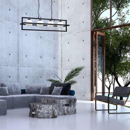 Lampa wisząca DIEGO, MLP8570, czarna z białymi kloszami, 4x40W E14