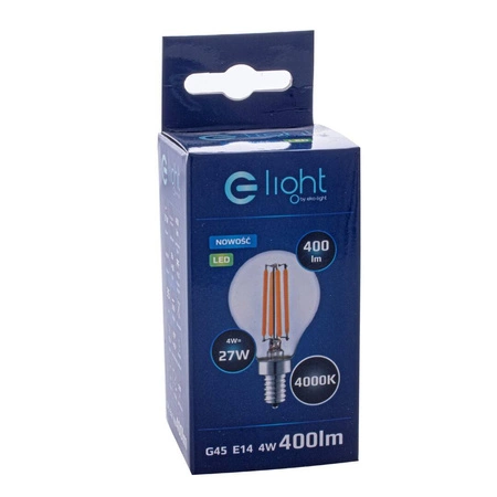 Żarówka FILAMENT LED E14 4W neutralna 4000K kulka G45