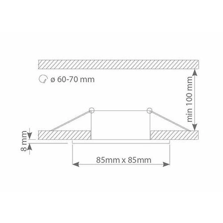 Oczko do łazienki wpuszczane IP44 kwadratowe GU10 śr. 85mm | biały