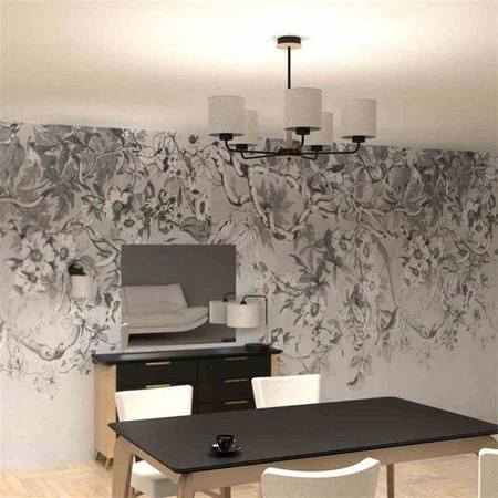 Żyrandol ATLANTA, MLP7452, czarny/drewno/beżowo-szary, 5x60W E27