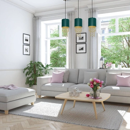 Nowoczesna lampa wisząca listwa ALMERIA GREEN/GOLD 3xE27 MLP64500