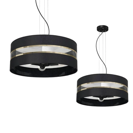 Lampa Wisząca ULTIMO BLACK, MLP7342, 50 cm, czarny/transparentny/złoty, 1x60W E27