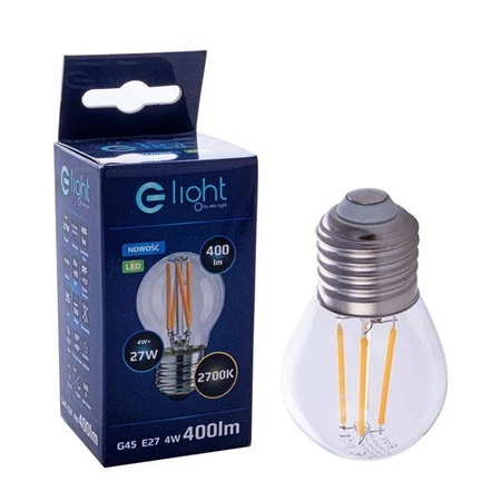Żarówka ozdobna Filamentowa LED 4W E27 G45 barwa ciepła 2700K EKZF983