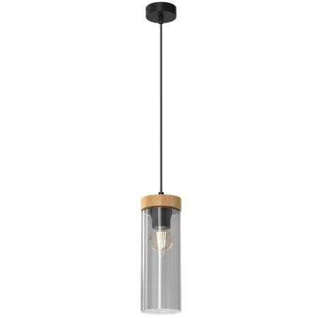 Lampa wisząca ELICA, MLP8664, czarny/drewno/transparentny, 1x60W E27