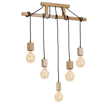 Lampa Wisząca JACK, MLP583, drewno naturalne, 5x60W E27