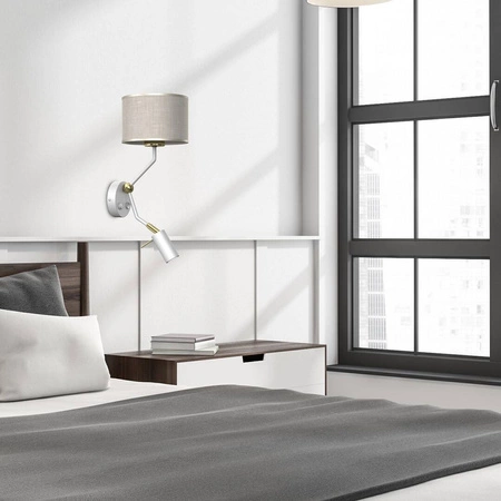 Kinkiet LINO, MLP7494, biały/szary, 1x60W E27 + 1x8W mini GU10