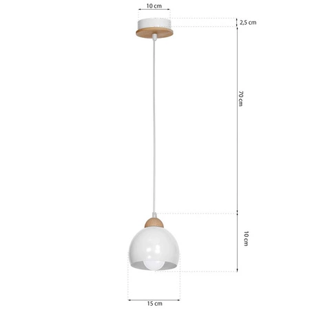 Lampa wisząca nowoczesna zwis kula DAMA I biały śr. 15cm