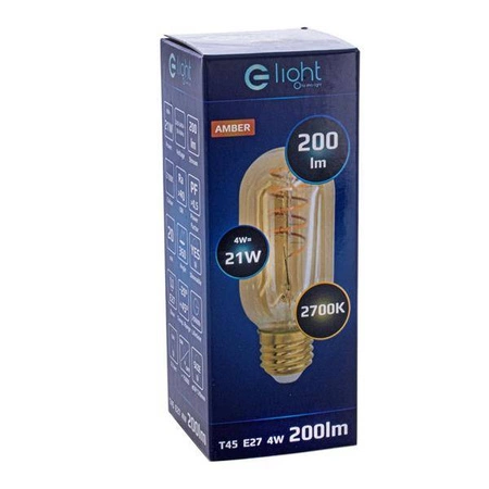 Żarówka FILAMENT LED E27 4W ciepła 2700K T45 spirala podłużna
