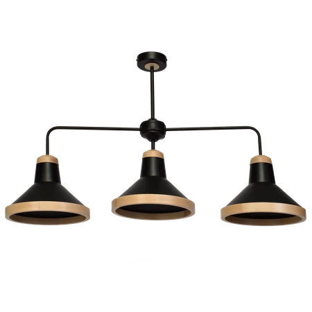 Lampa sufitowa SALMA, czarny/drewno, 3x60W E27, MLP6297