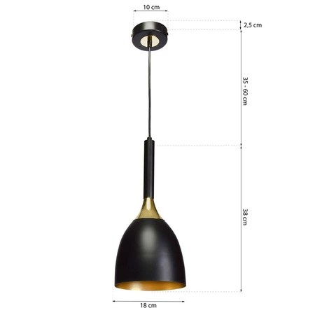 Nowoczesna lampa wisząca CLARK BLACK/GOLD 1xE27 MLP6221