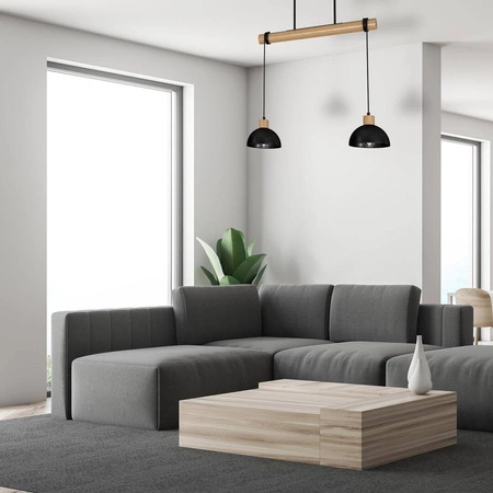 Lampa wisząca ERIK, MLP7225, czarny/drewno, 2x60W E27