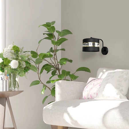 Kinkiet ULTIMO BLACK, MLP7334, czarny/transparentny/złoty, 1x60W E27