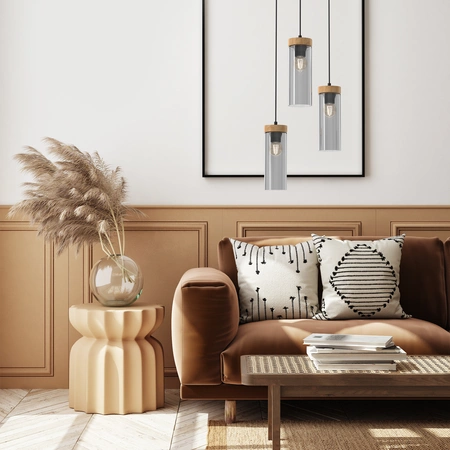 Lampa wisząca ELICA, MLP8666, czarny/drewno/transparentny, 3x60W E27