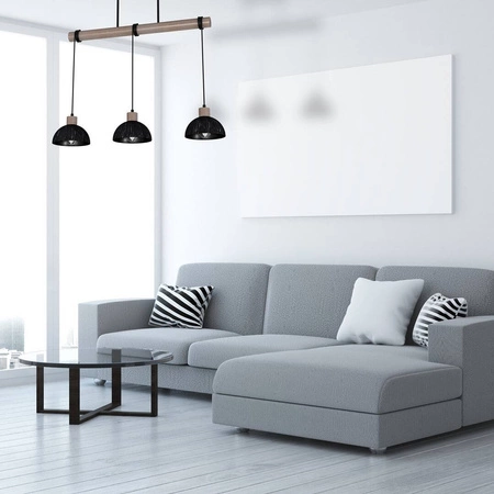 Lampa wisząca ERIK, MLP7640, przecierany czarny/drewno patynowane, 3x60W E27