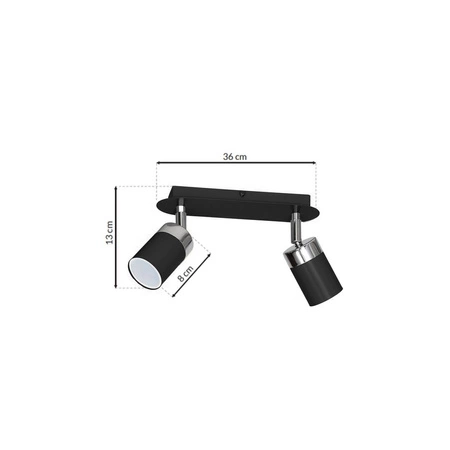 Lampa sufitowa nowoczesna reflektorek spot JOKER II czarny szer. 36cm