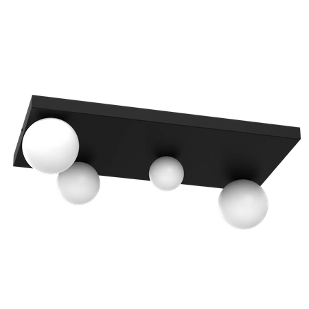 Nowoczesna lampa sufitowa BIBIONE, MLP8391, czarna z białymi kloszami, 4x25W G9