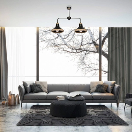 Lampa sufitowa SALMA, czarny/drewno, 2x60W E27, MLP6296