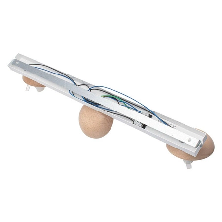 Lampa sufitowa nowoczesna szklana kula listwa SFERA WOOD III drewno/biały szer. 65cm