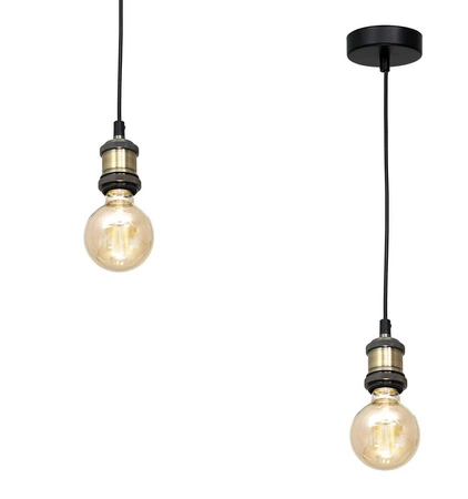 Lampa wisząca EDISON CZARNY/MOSIĄDZ 1xE27