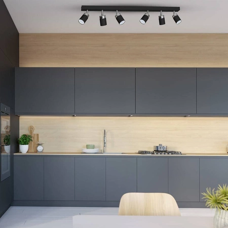 Lampa sufitowa nowoczesna reflektorek spot JOKER VI czarny szer. 90cm