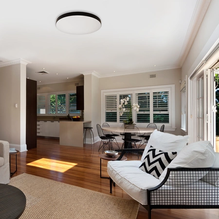 Plafon z czujką ruchu i zmierzchu MAYA BLACK LED 13W PIR szer. 33 cm | Czarny