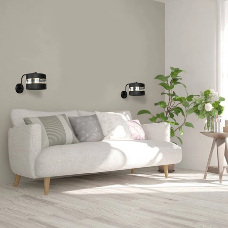 Kinkiet ULTIMO BLACK, MLP7334, czarny/transparentny/złoty, 1x60W E27