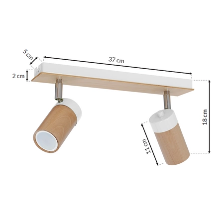 Lampa sufitowa nowoczesna reflektorek spot BARON II biały szer. 37cm