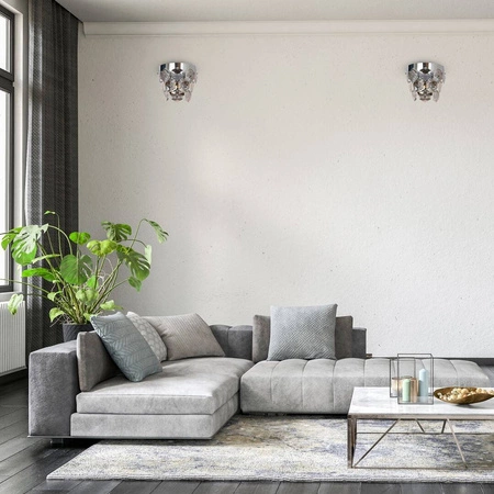 Kinkiet kryształowy designerski GRACE CHROME 2xE14 | chrom