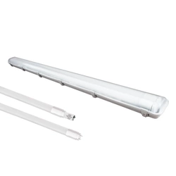 ZESTAW OPRAWA HERMETYCZNA 2x120cm POD ŚWIETLÓWKĘ LED + 2x ŚWIETLÓWKI LED 18W 120CM 4000K