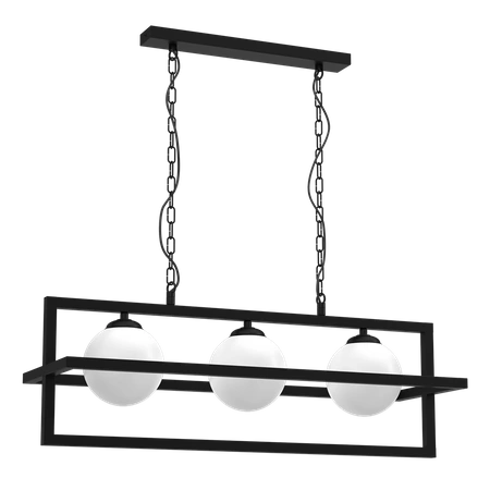 Lampa wisząca DIEGO, MLP8569, czarna z białymi kloszami, 3x40W E14