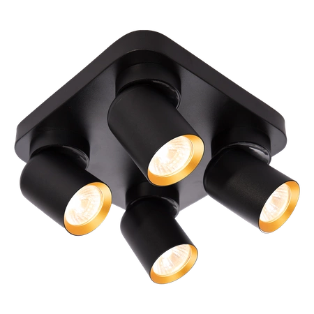 Lampa Sufitowa Andy 4xGU10 Kwadrat Czarny + Złoty