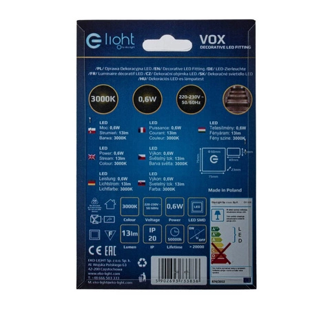 Oprawa schodowa 0,6W VOX ciepła 3000K