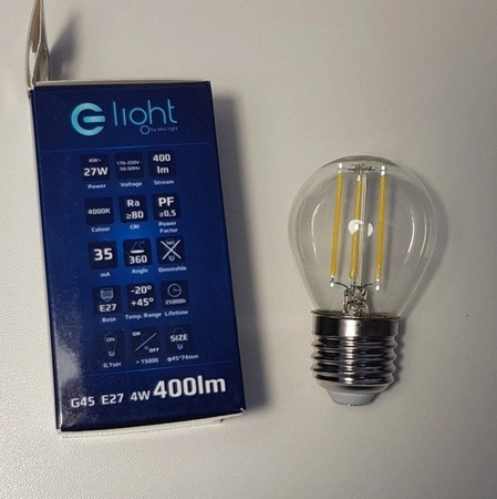 Żarówka ozdobna FILAMENT LED 4W E27 G45 barwa neutralna 4000K EKZF0957