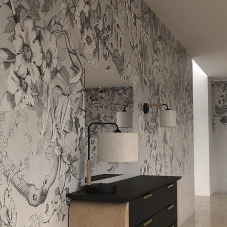 Lampa Stołowa ATLANTA, MLP7453, czarny/drewno/beżowo-szary, 1x60W E27