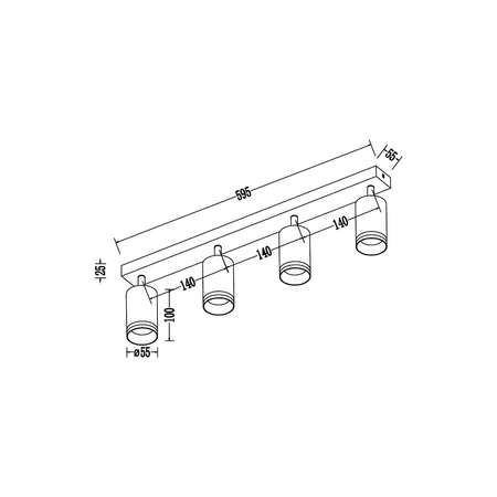 Oprawa Pipe Ring Spot Czarny 4xGU10