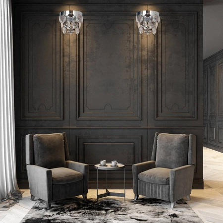 Kinkiet kryształowy designerski GRACE CHROME 2xE14 | chrom