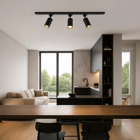 Zestaw Oprawa Tiger Track Czarny 3xGU10 1m