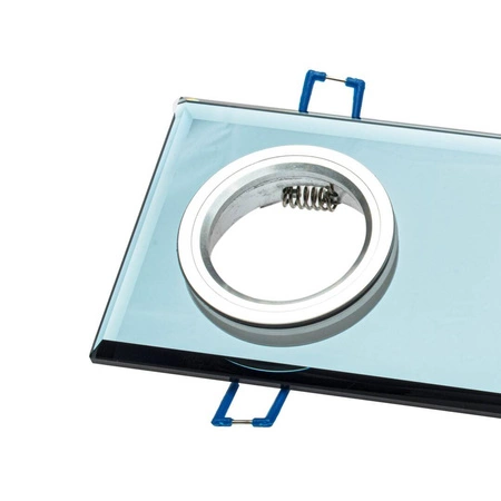 Oczko sufitowe szklane PROSTOKĄTNE 2xGU10 Kolor: SREBNY EKOS919