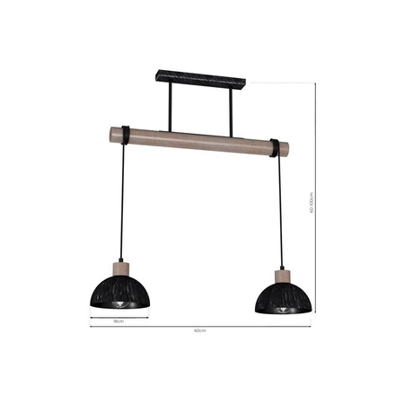 Lampa wisząca ERIK, MLP7639, przecierany czarny/drewno patynowane, 2x60W E27
