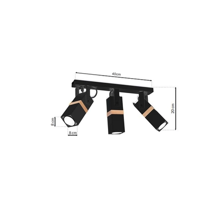 Lampa sufitowa nowoczesna reflektorek spot VIDAR III czarny szer. 60cm