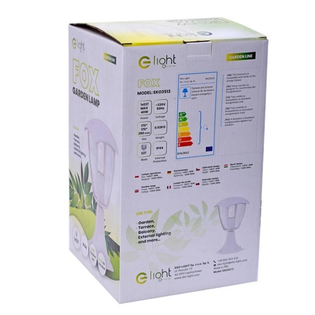 Lampa ogrodowa stojąca FOX WHITE 1xE27 Mała EKO3513