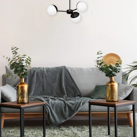 Lampa sufitowa nowoczesna szklana kula żyrandol SFERA III czarny/biały śr. 66cm