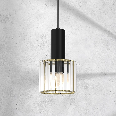 Lampa wisząca CRISTAL, MLP8360, czarny/transparentny/złoty, 1x60W E27