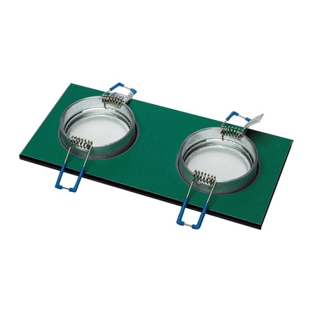 Oczko sufitowe szklane PROSTOKĄTNE 2xGU10 Kolor: SREBNY EKOS919