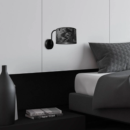 Stylowy kinkiet ścienny do salonu SATINO SILVER 1xE27 | czarny srebrny