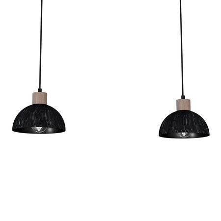 Lampa wisząca ERIK, MLP7639, przecierany czarny/drewno patynowane, 2x60W E27
