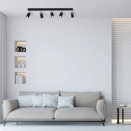 Lampa sufitowa SOLO, MLP7474, przecierany czarny/drewno patynowane, 5x5W mini GU10