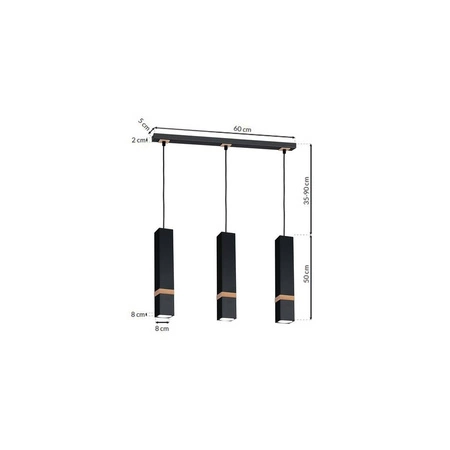 Lampa wisząca nowoczesna listwa VIDAR III czarny szer. 60cm