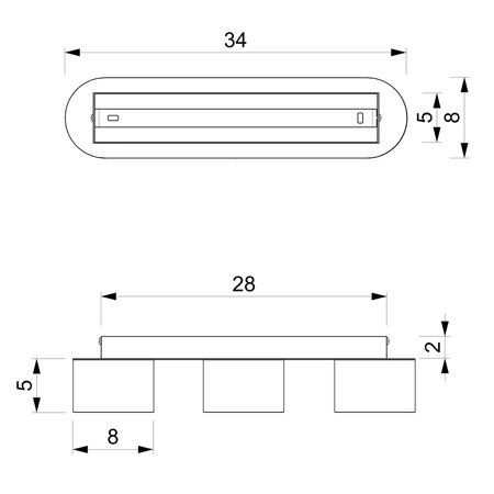 Lampa sufitowa listwa DIXIE PINK 3x GX53 szer. 34cm | różowy